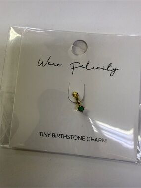 Gold Tiny Birthstone Charm - Green